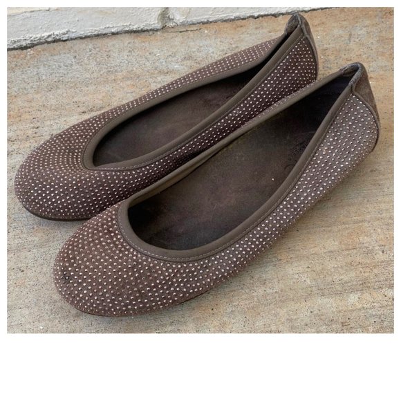 Vionic Willow Womens 5 Ballet Flats Brown Tan Sparkle Rhinestone Orthotic - Picture 2 of 7